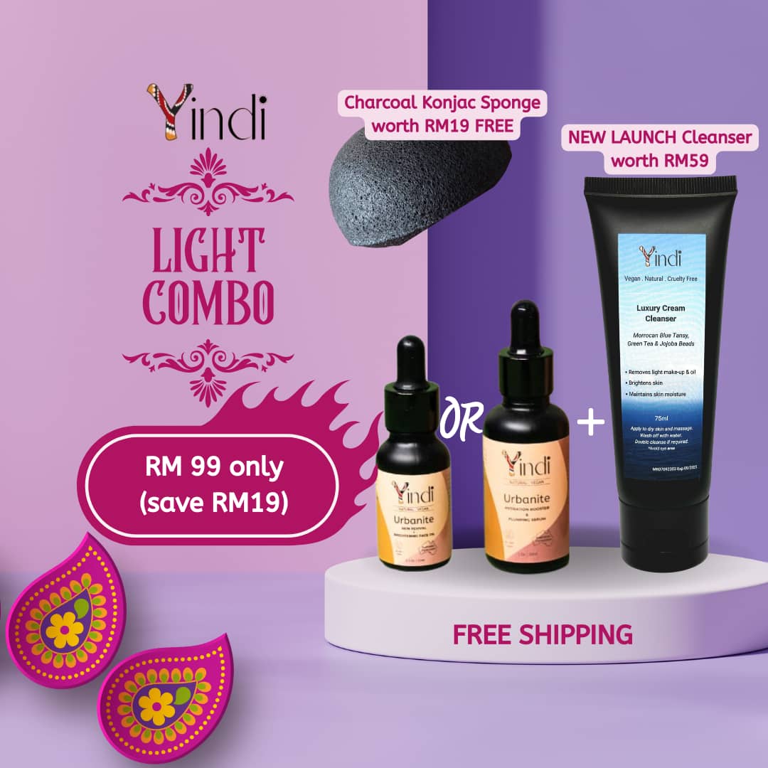 LIGHT Combo Sale - Face Oil or Face Serum with Luxury Cream Cleanser and FREE Charcoal Konjac Sponge