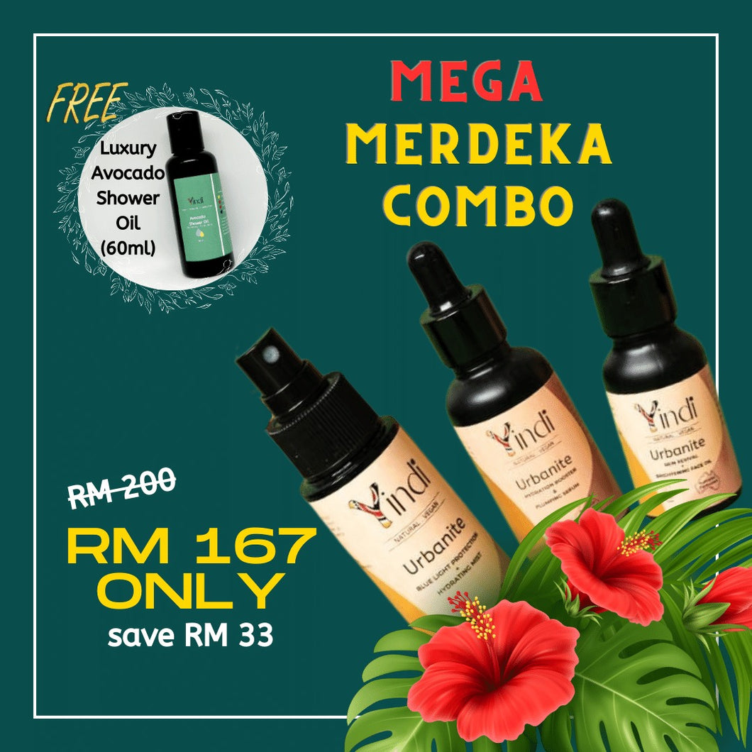 Yindi Mega Merdeka Combo with FREE Luxury Avocado Shower Oil